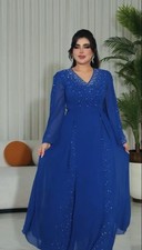 Elegant Sapphire Maxi Mother Of The Bride/groom Dress with Sparkle Accents Sz 12