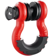 KFFKFF Red D-Ring Shackle Set, 2-Pack, 3/4 Inch, 7/8 Inch Pin,62832 lbs Capacity