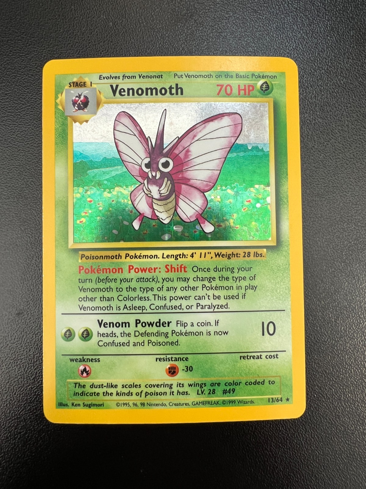 Pokemon Venomoth 13/64 Jungle Holofoil No Symbol Misprint Moderately Played
