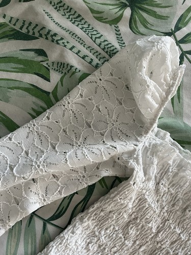 TopShop Lace White Elegant Cute Crop Top Size 6 8 - Picture 7 of 9
