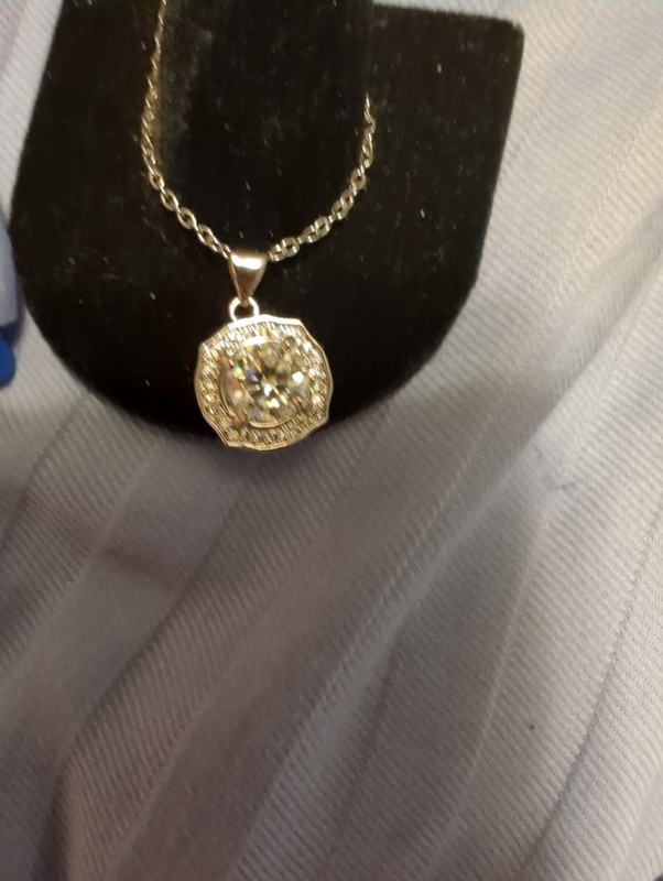 2 Carat Moissanite Necklace White Gold-plated Over Sterling Silver