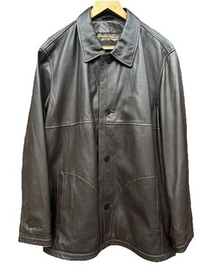 Robert Comstock Vertical Leather Coat Fully Lined Med Length-soft