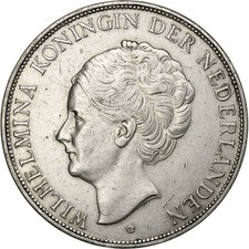 [#1116099] Coin, Netherlands, Wilhelmina I, 2-1/2 Gulden, 1929, EF, Silver, KM:1