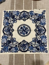 SET OF 4 NEW Cara Cara Cotton Dinner Napkins 20*20 Blue White Floral Design