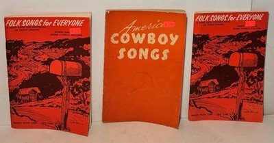 3 Song books - America Cowboy & (2) folk songs for everyone song book