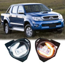 For Toyota Hilux Vigo 2008 2009 2010 LED Front Fog Light w/ Dynamic Turn Signal