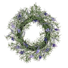 19 inch Artificial Spring Wreath with Lavender and Rosemary, Realistic Floral...