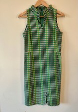 Vintage Oscar De La Renta Geometric Plaid Dress Size 6