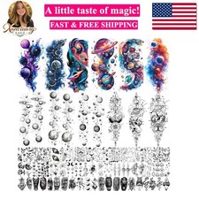 70 Sheets Watercolor Planets Galaxy Temporary Tattoos For Women Men Kids Boys...