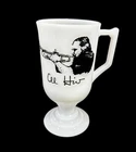 AL HIRT Milk Glass Pedestal Beverage Coffee Mug Tea Cup Jazz Trumpet Legend VTG