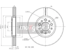 2 pieces brake disc Maxgear 19-0762 front axle for VW Polo