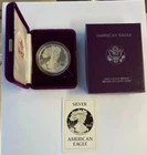 Proof 1986-S American Silver Eagle 1 oz .999 Fine Silver Dollar With Box and COA