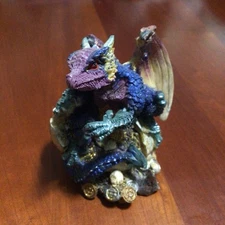 Baby Dragon Figurine with Gem Stones 3 1/2 Inches COLORFUL Dragon Hatching.
