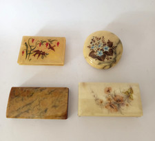 ♥ 4 SCATOLE VINTAGE IN ALABASTRO PORTAGIOIE COFANETTO DECORO FLOREALE ANNI 70