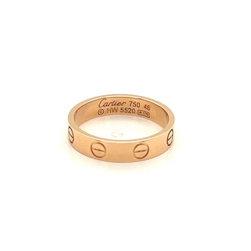 Cartier Mini Love 18k Rose Gold Wedding Band Ring w/Cert - Size 4.5