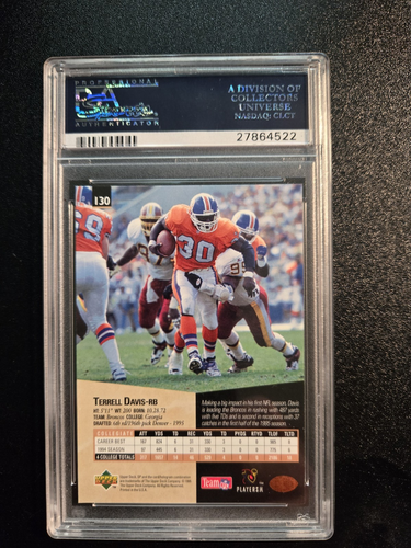1995 SP #130 TERRELL DAVIS RC BRONCOS HOF PSA 10 - Picture 2 of 2
