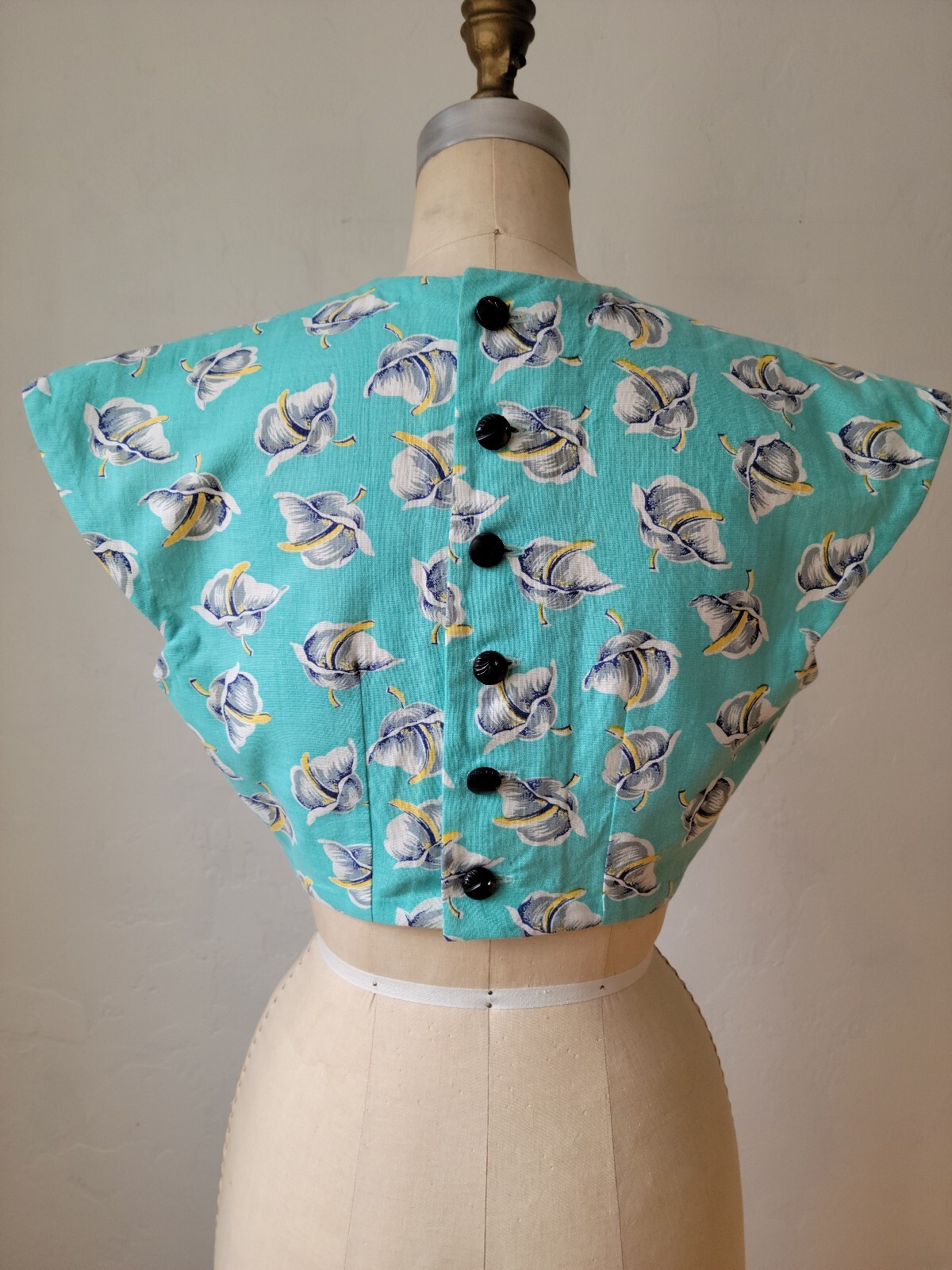 Handmade Vintage Cropped Top Vintage Feedsack Tur… - image 3