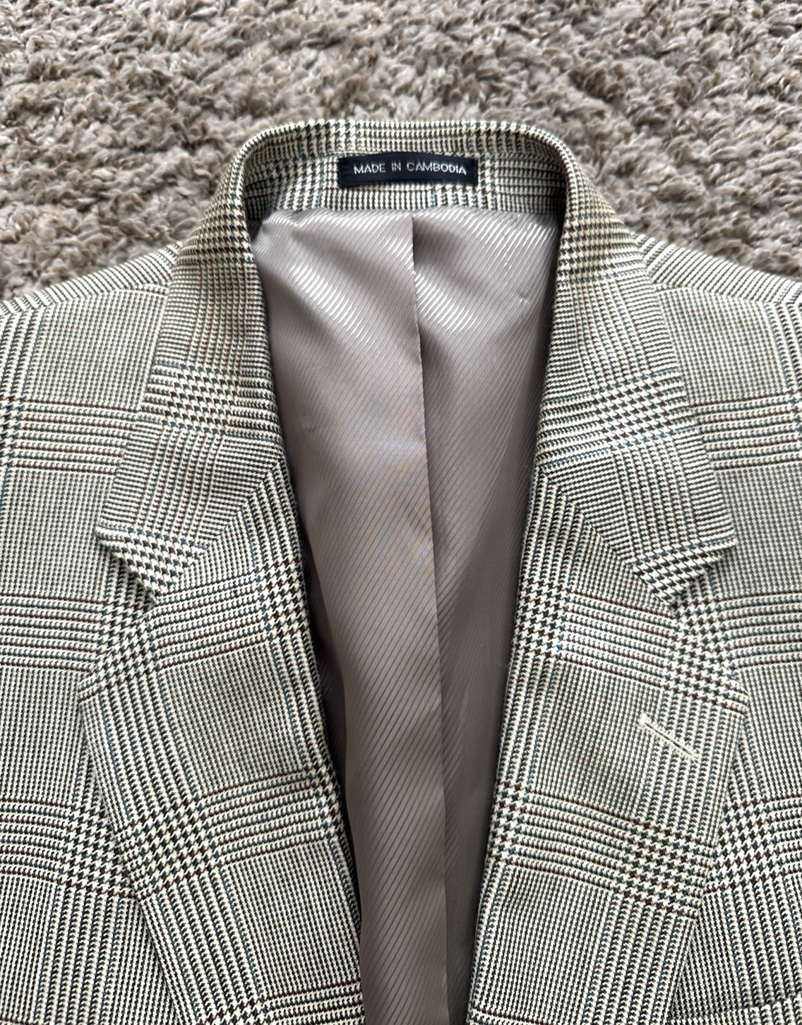 FILA Savile Row Cappotto Sportivo Giacca Uomo 46P Portly Seta e Bambù Glen Plaid Ventilato