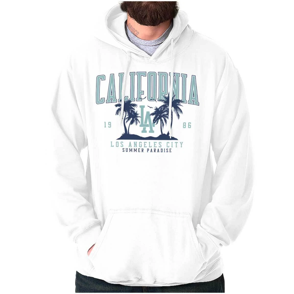 PALM ANGELS Felpa con cappuccio LA California Los Angeles 1986 Palm Trees uomo donna