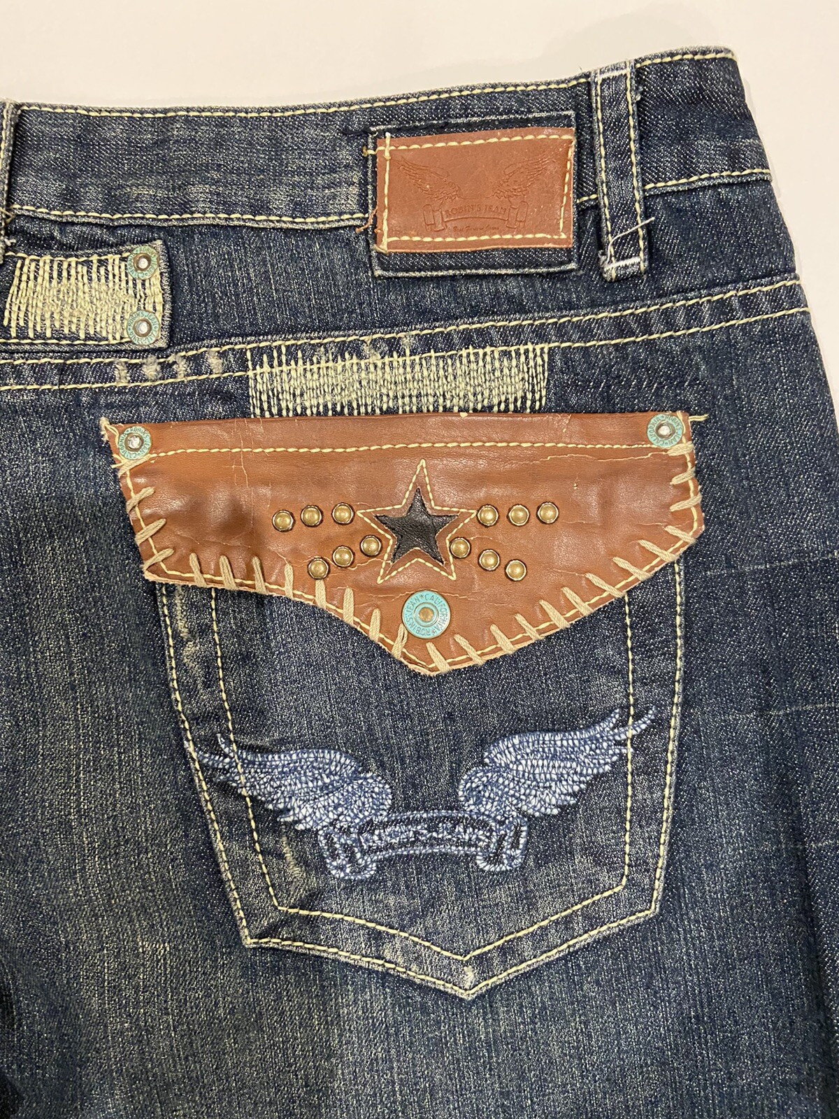 Robins Jeans Bootcut Blue Flap Back 
