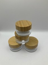 4pcs Empty 1 OZ/30ML Round Clear Glass Jars with Bamboo lids