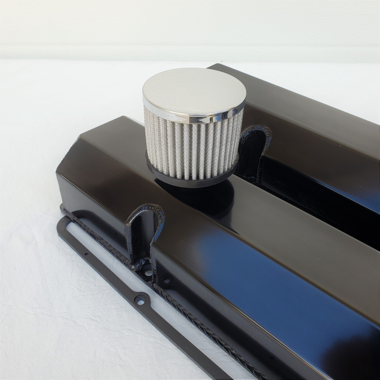 Small Block Chevy Black Aluminum Fabricated Valve Covers SBC 350 400 Breathers eBay