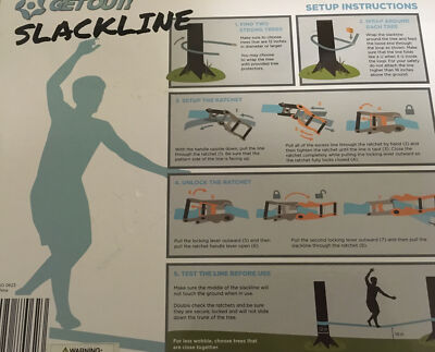 Get Out! Slackline Kit For Beginners - 50ft Slackline With Training Line, Tree Protectors & Carry Bag - Up To 330 Lbs