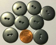 8 Heavy Grey Tone Metal Sew-through 2-sided 2-hole Buttons Almost 7/8" 22mm 3669