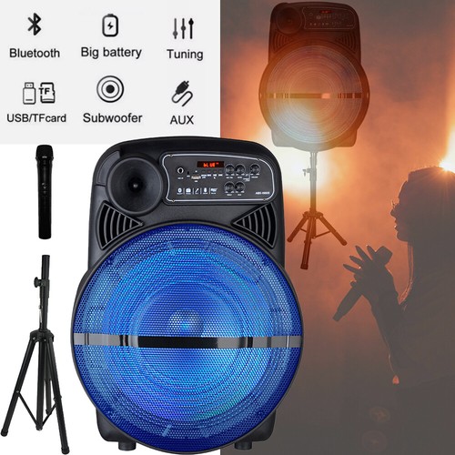 Portable Bluetooth Speaker with Stand Mic Party Lights Subwoofer PA Sound System - Picture 44 of 51