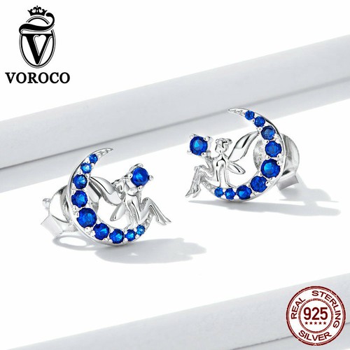 Voroco Eurpea Women Stud Earrings The fairy With Pav?¡ì| CZ 100% silver Jewelry - Picture 3 of 12