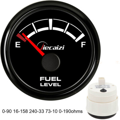 Jiecaizi 52mm 0-90ohms 16-158 240-33 73-10 0-190ohm Fuel Level Gauge 7 Color LED