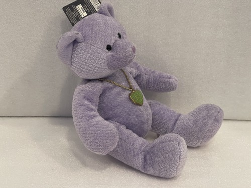 Russ Berrie Bear of the Month 8" October Birthstone Necklace Opal Lavender W Tag - Picture 9 of 12