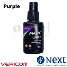 Dental  acrylic composite LC shade color liquid 3ml Mazic Glaze Vericom Purple