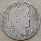 1913-D Barber Quarter 25c as Pictured