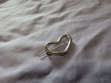 Heart-Shaped Metal Hair Clip Barrette Silver Tone