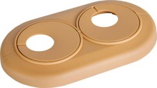 Beige Beech Radiator Double Pipe Cover Plastic PVC Collar Rosette 16mm 18mm