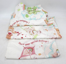 Vintage 1982 Care Bear Twin Fitted  Flat Sheet Pillow Case 3pc Set Bad Elastic