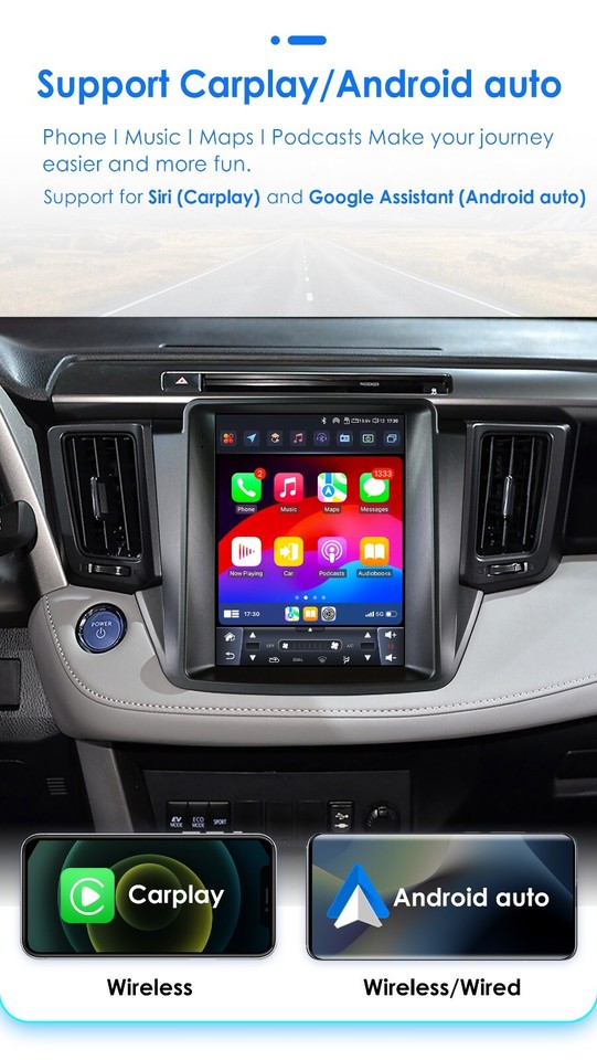 For Toyota RAV4 2013-2018 Carplay Auto Car Stereo Radio GPS BT5.0 9.7 ...