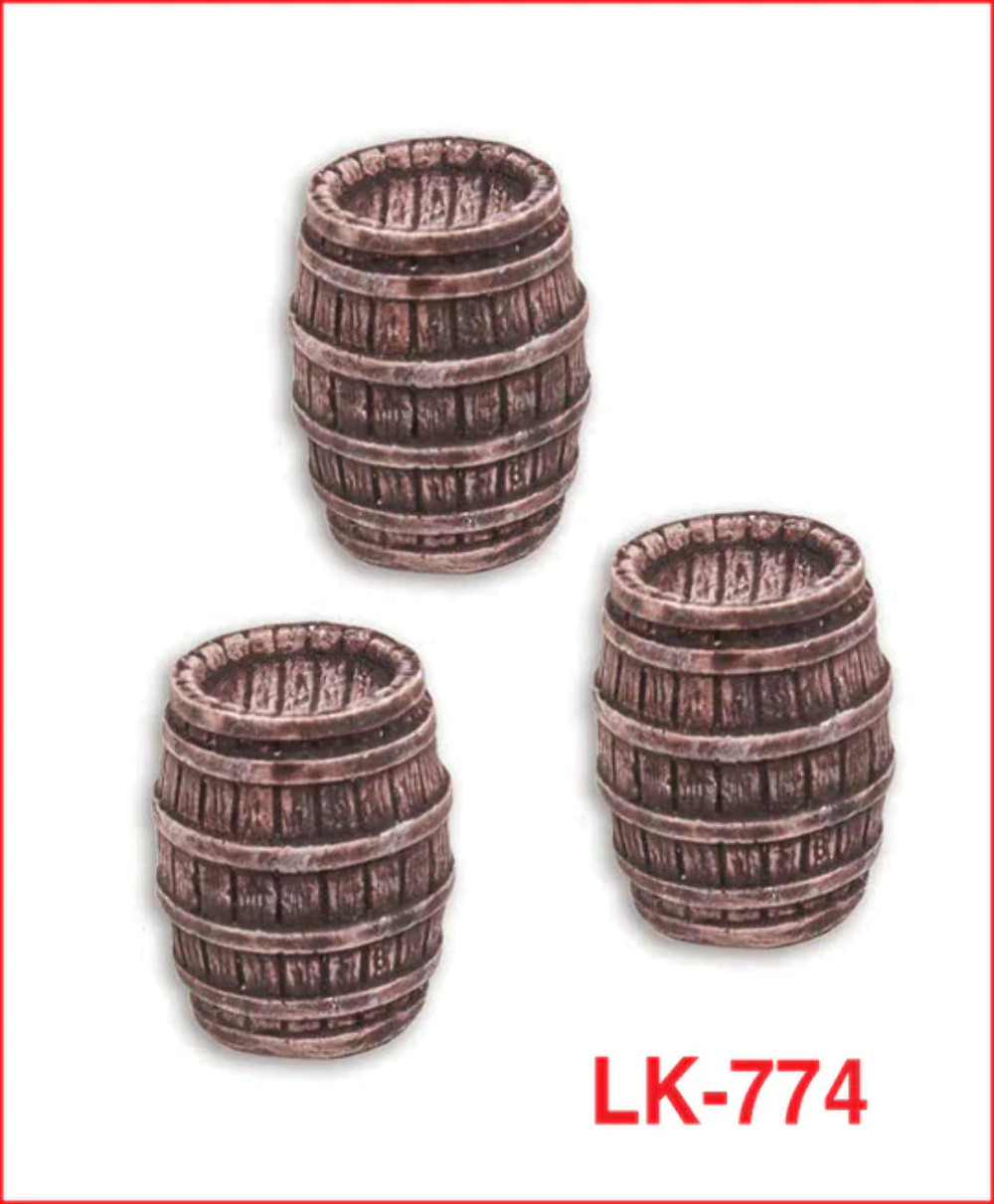 Peco LK774 O Gauge Barrels (Small) (Pack 3)