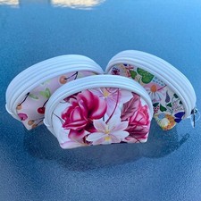 Coin Change Purse Wallet Set of 5 Flowers and Cherry Fruit Design