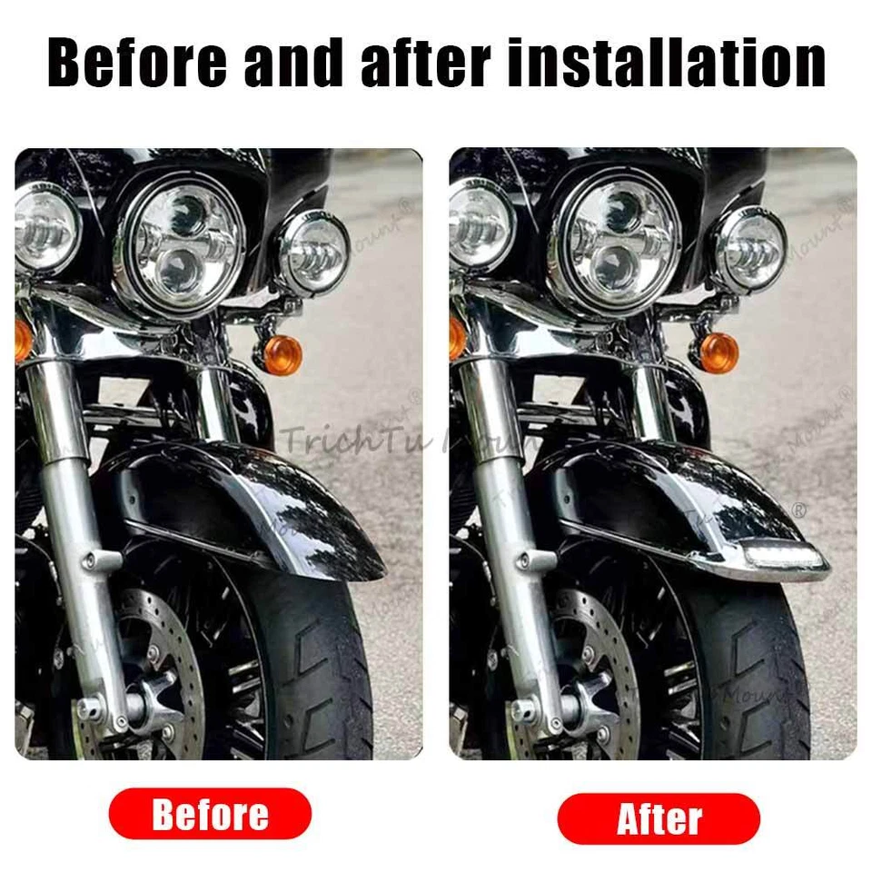 Прозрачный светодиодный фонарь на переднее крыло для Touring Electra Glide Ultra Classic 14-19 - Изображение 4 из 4