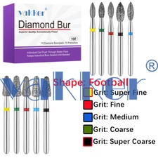 Vakker® 10pc/pk Diamond Burs Football Diamond Bur Super Fine Medium Coarse