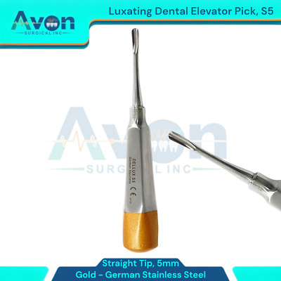 5mm Straight Tipped Dental Root Luxating Elevator, #S5, German Stainless (1pc)