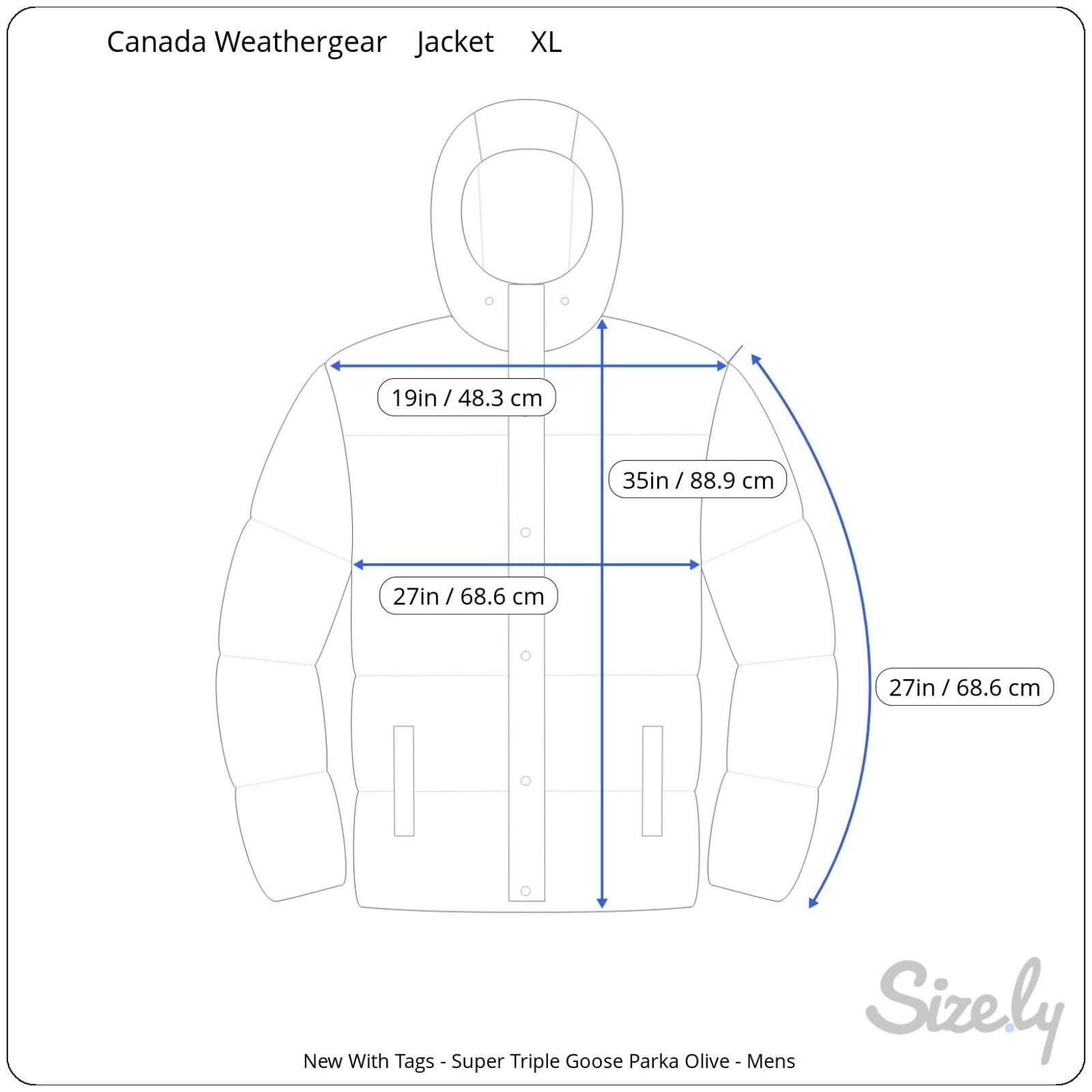 CANADA GOOSE Parka uomo Canada Weather Gear tela pesante tripla oca oliva con cappuccio NUOVO XL