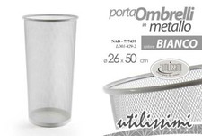 PORTA OMBRELLI IN METALLO TONDO TRAFORATO COLORE BIANCO 26*50 CM NAD-797439