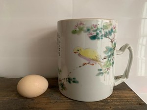 Antique Chinese Famille Rose Export Porcelain Ceramic Handle Cup