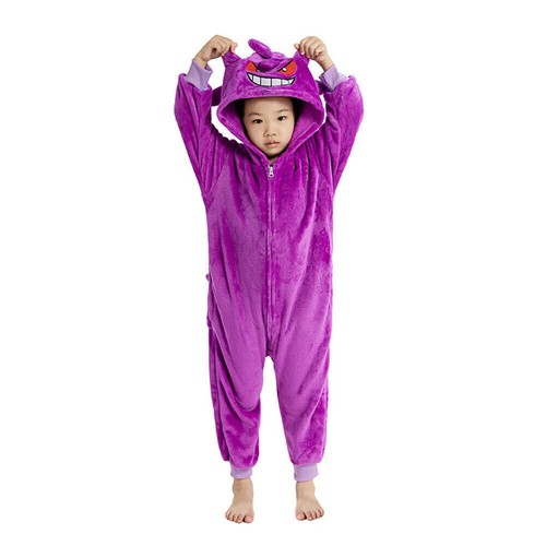 Kids Poke-mon Gengars 1Onesie Fleece Pyjamas Boys Girls Sleepsuit Pjs Jumpsuit- - Picture 7 of 11