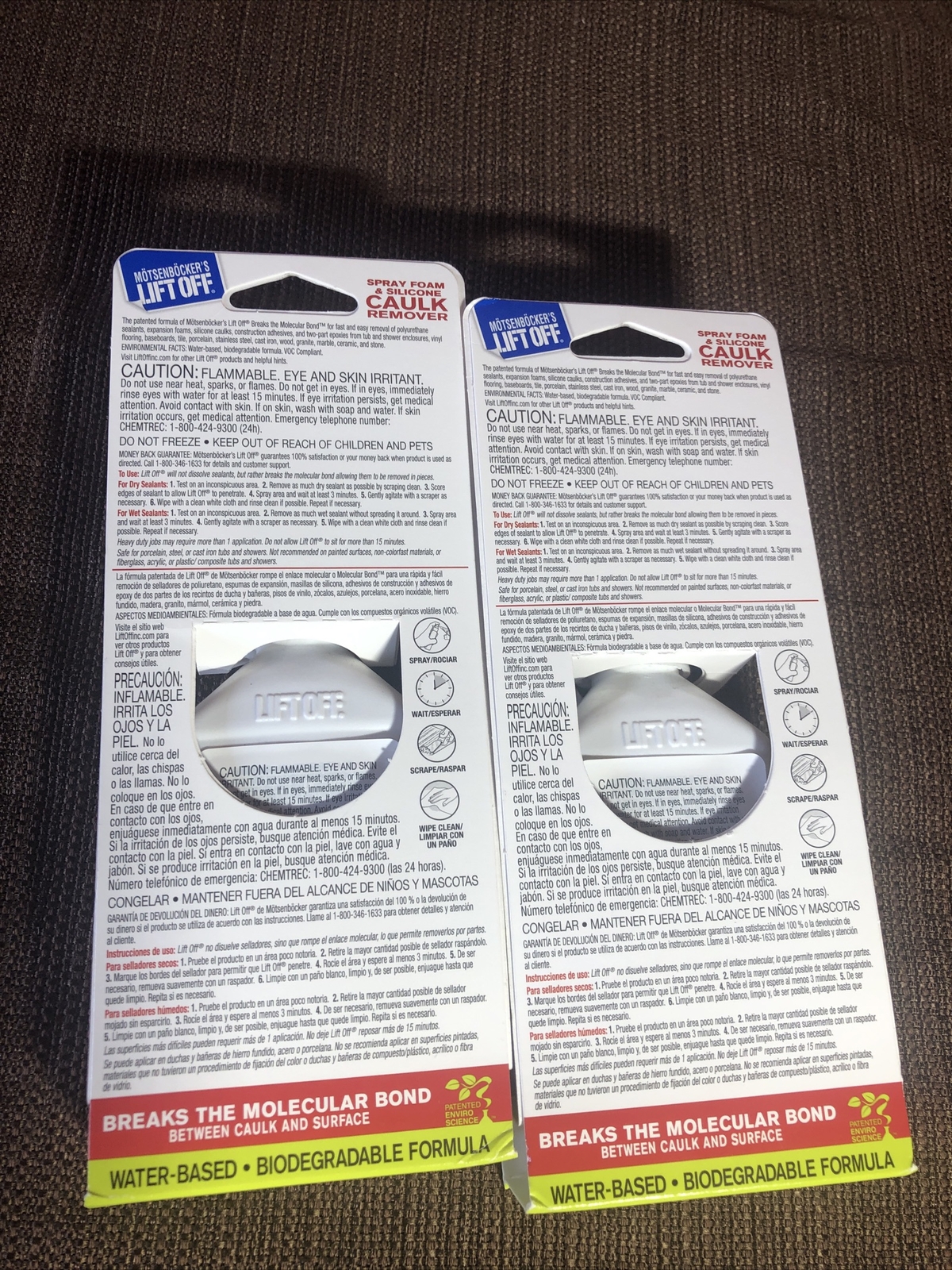 Lot Of 2 Motsenbocker's LIFT OFF Caulk & Sealant Remover 4.5 oz Spray