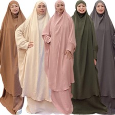 Muslim Women Prayer Dress Overhead Hijab Khimar Burqa Abaya Kaftan Kaftan 2pcs