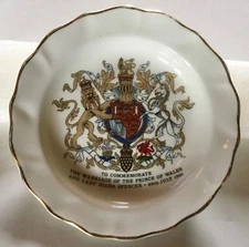 PRINCE of WALES CHARLES PRINCESS LADY DIANA SPENCER 1981 Marriage Trinket Tray